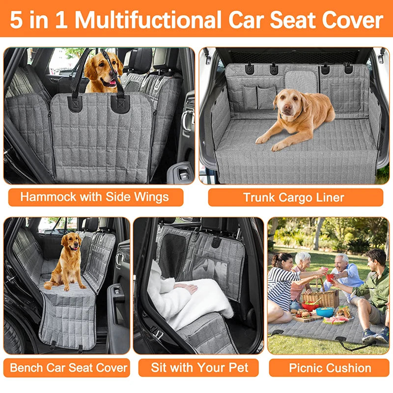 Benepaw Dog Car Seat Cover Waterproof Mesh Window Pet Vehicle Hammock Scratchproof Nonslip Puppy Backseat Cover For Trucks SUV