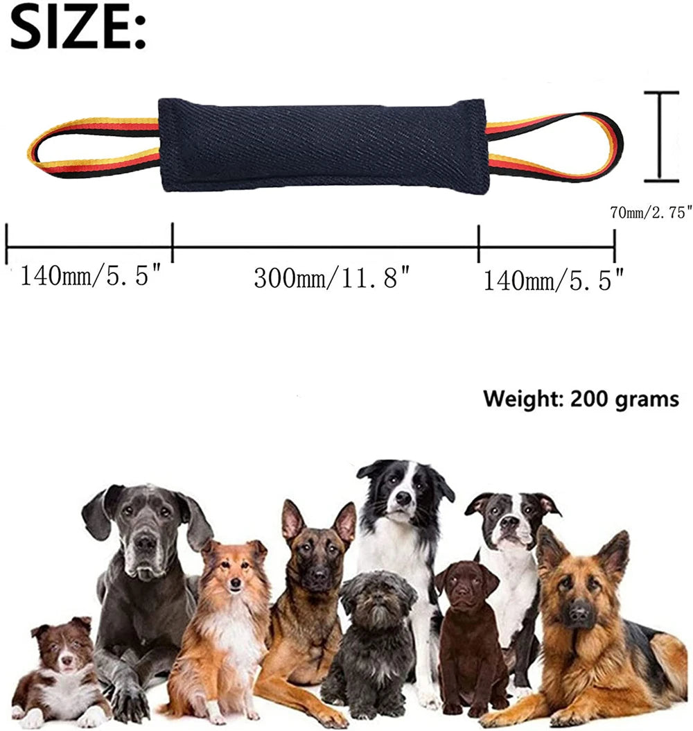 Dog Tug Toy Dog Tough Jute Bite Pillow Durable Dog Bite Stick with 2 Handles Teeth Grinding Training Equipment Interactive Toys
