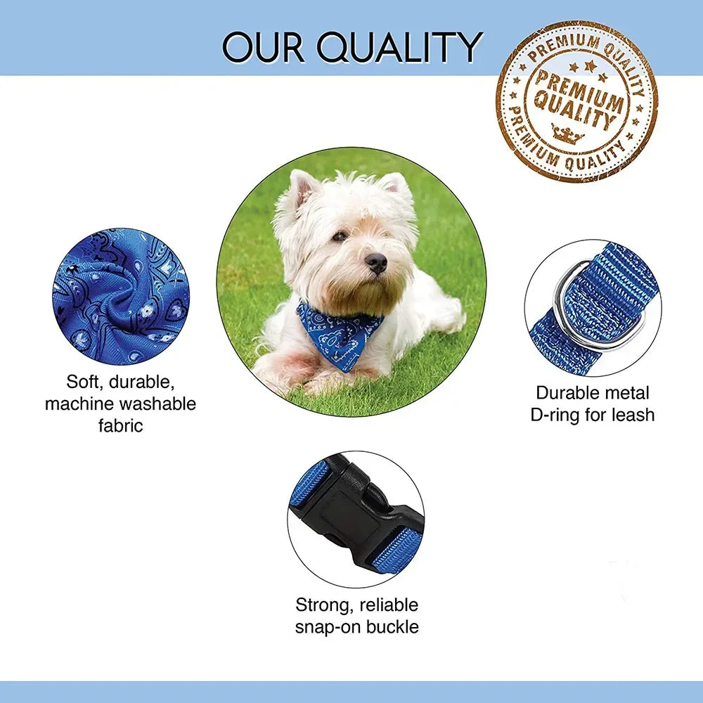 Dog Bandana Collar Scarf for Puppy & Cat Small Medium Large Dogs Adjustable Collars Pet Handkerchief Bibs Dress-up Accessories