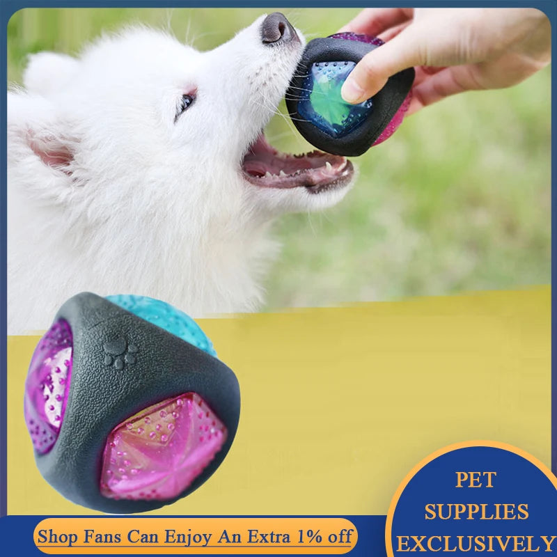 Dog Toys Interactive Flash Jumping Activation Ball Pet Toy Luminous Jaw Exerciser Chew Funny Squeaky Plaything Puppy Accessories