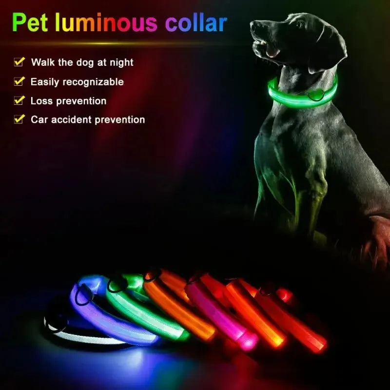 1pc Adjustable Dog Collar LED Glowing Luminous Collar Dog Night Light Pet Safety Collar For Small Dogs Accessories
