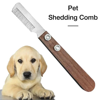 Professional Dog Comb Stainless Steel Wooden Handle Stripping Knife Pet Hair Remover Grooming Tools Undercoat Brushes