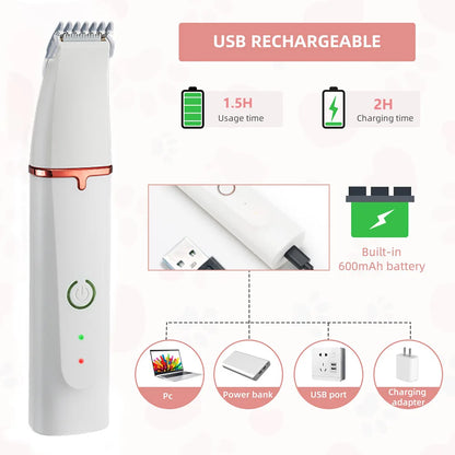 4 In 1 Pet Electric Hair Trimmer with 4 Blades Grooming Clipper Nail Grinder Professional Recharge Haircut for Dogs Low-Noise