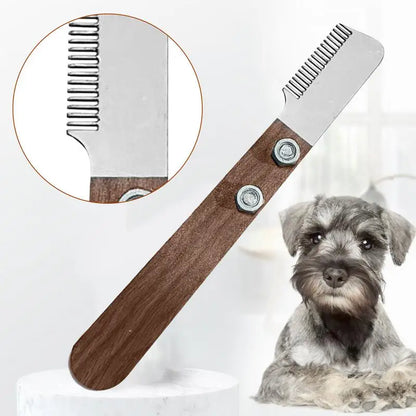 Professional Dog Comb Stainless Steel Wooden Handle Stripping Knife Pet Hair Remover Grooming Tools Undercoat Brushes